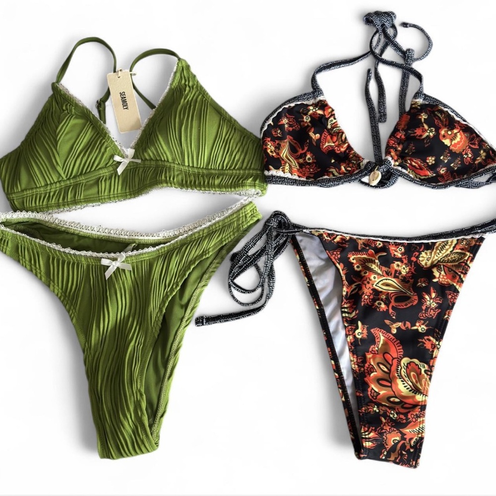Elegant Olive and Paisley Bikini Set